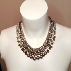 Necklace-silver choker with pearls and crystal beads-jewelry @ SaksFifthavenue